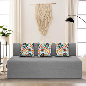 3-Person Sofa Cum Bed Jute Fabric- Washable Cover