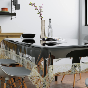 Homerz Premium High Thickness Transparent Table Cover with Lace, 15 mm Thick, Durable and Waterproof, 2 Years Guarantee