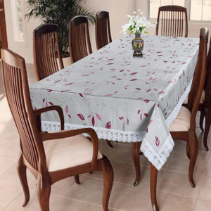 Homerz Waterproof 6 to 8 Seater Dining Table Cover, 60 x 90 inch Size (Pink Leaf on Grey, 60x90 inch- 6-8 Seater)